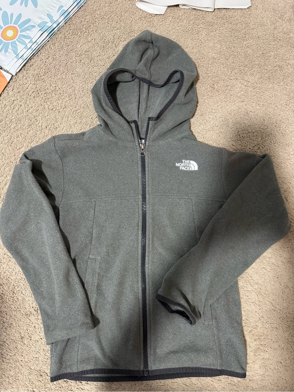 The North Face Kids Hooded Full-Zip Fleece Jacket - Gray